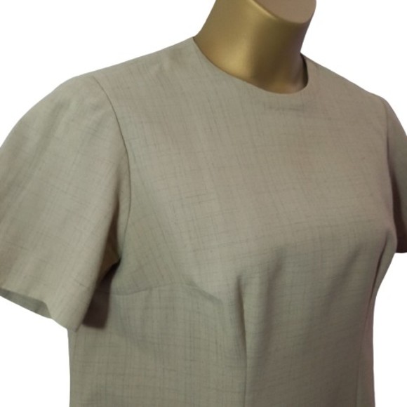 Size 18 Linen Look Below Knee Short Sleeve Sheath Dress - Picture 2 of 6